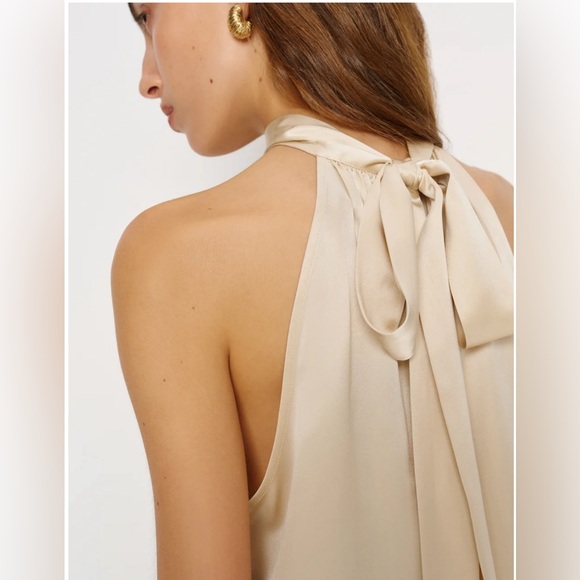 Reformation Royce Silk Top Ivory - Size S - Picture 3 of 8